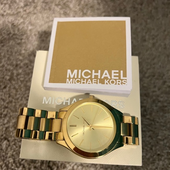 MICHAEL KORS Gold-Tone Slim Runway Stainless Steel Watch - Picture 1 of 2